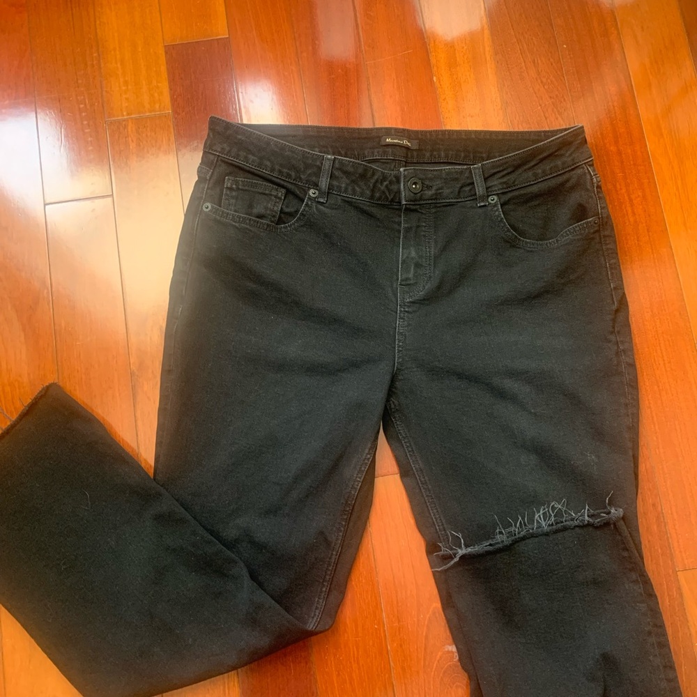 Massimo Dutti Black Straight Leg Jeans